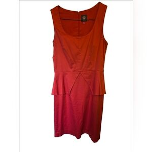 Vince Camuto Red Sleeveless Sheath Dress With Peplum Waist Detail Size 6